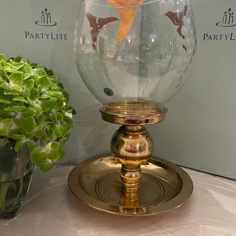Vintage PartyLite Authentic Brass Taper Holder -  14k hand painted  Gold Accents